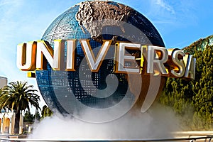 The large rotating Universal logo globe.