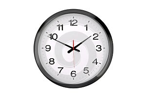 Large round office wall clock isolated