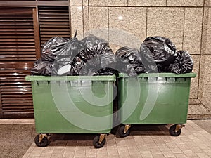 Large rubbish container to transfer from household to big garbage truck, Hong Kong