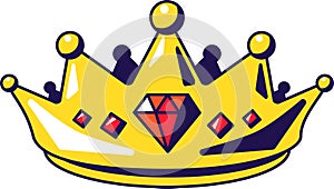 Large Rubies Inlaid Golden Royal Crown