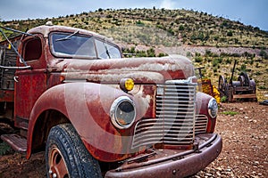 Large rusty old pickup truck