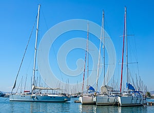 Large Sailing Yachts in the Yacht Marina on a Sunny Summer Day