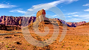 Large Sandstone Butte at Cathedral Wash and Honey Moon Trail on the road to Lees Ferry in Marble Canyon