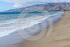 Large sandy beach in California on a sunny autumn morning