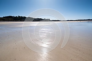 Large sandy beach in the town of