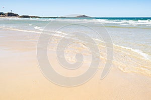 Large sandy beach in the town of