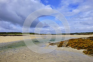 The large sandy strand to reach Omey Island by following the arrowed signs