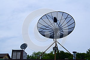 Large Satellite Dish on blue shy day