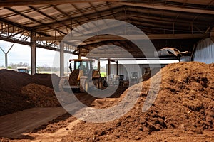 large-scale composting operation, with hundreds of tons of material being processed each week