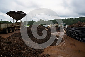 large-scale composting operation, with hundreds of tons of material being processed each week