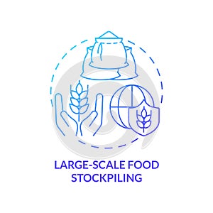 Large scale food stockpiling blue gradient concept icon