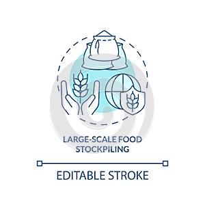 Large scale food stockpiling turquoise concept icon