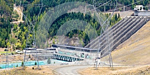 Hydro power generator transmission line pylons photo