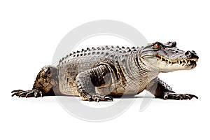 Large scale image of big crocodile isolated on white background