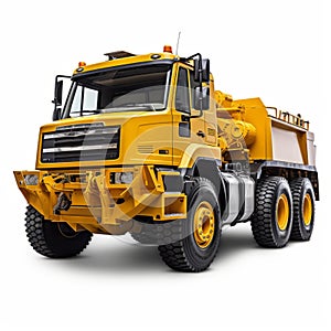Large-scale Yellow Truck With Gray Engine 32k Uhd Bulldozer Delivery photo