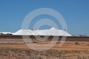 Large Sea salt mining stockpile