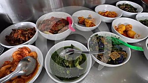 Large Selection of Nasi Padang Food at a West Sumatran Indonesian Restaurant