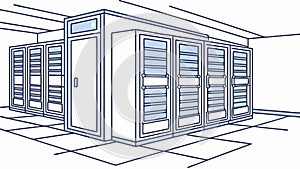 Large Server Room Interior Vector for Cloud Computing and IT Solutions, vector design Generative AI