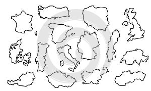 Large set of 15 map icons. Map icons of Europe