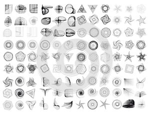 Large set of abstract geometric elements and shapes isolated on white background