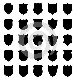 Large set of black shields silhouettes
