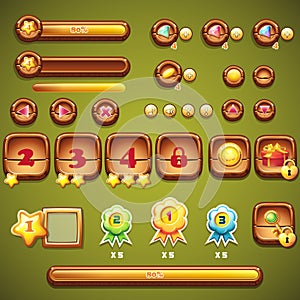 A large set of boosters, progress bars, frames, buttons in the t