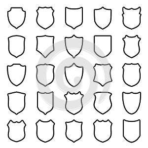 Large set of contour shields isolated on white