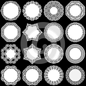 Large set of design elements, lace round paper doily, doily to decorate the cake, template for cutting, greeting element, laser c