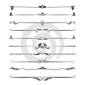 Large set of dividers. Vector calligraphic design elements and page decoration