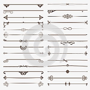 Large set of dividers. Vector calligraphic design elements and page decoration