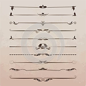 Large set of dividers. Vector calligraphic design elements and page decoration