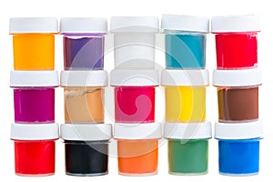 Large set of gouache paint cans