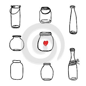 Large Set of Hand Drawn Mason Jar Vectors