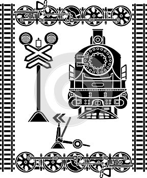 Large set of railway stencils, locomotive