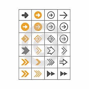 Right Arrow Icons Set for UI Navigation Vector