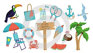 A large set with summer items.