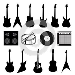 Large set of various music instruments isolated