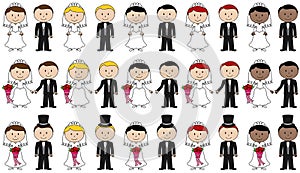 Large Set of Vector Bride and Groom Stick Figures