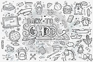 A large set of vector hand-drawn doodles back to school photo