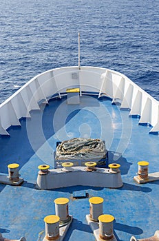 Large ship bow in open sea