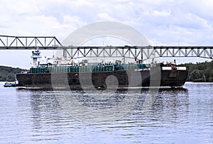 Large shipping boat on the hudson river