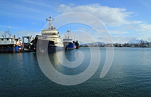 Large ships in the harbor