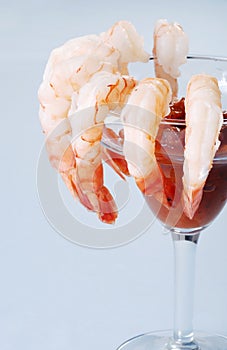 Large shrimp cocktail with seafood sauce
