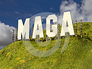 Large sign with phrase MAGA MAKE AMERICA GREAT AGAIN