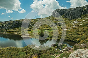 Large sinkhole in a dam lake on the highlands