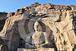 Large sitting Buddha in Yungang Grottoes