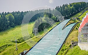 A large ski jump for skiers.