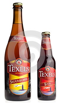 Large and small bottle of dutch Texels craft beer
