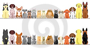 Large and small dogs and cats banner set