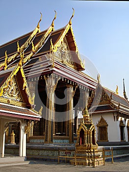 Large and small highly detailed temples at the Grand Palace
